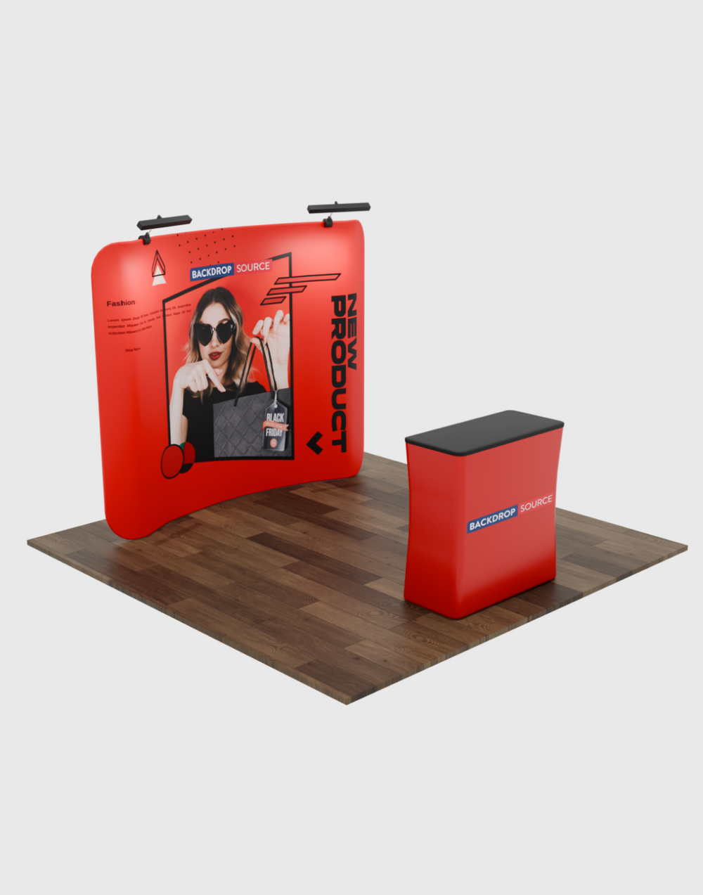 イルームライト付き3m x 3m カーブ展示プロ3-in-1ディスプレイキット